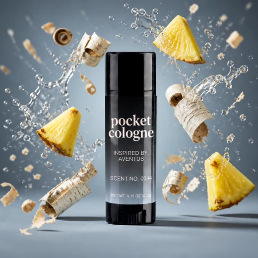 Pocket Cologne Scent No. 0044 with pineapple and birch bark in a water splash