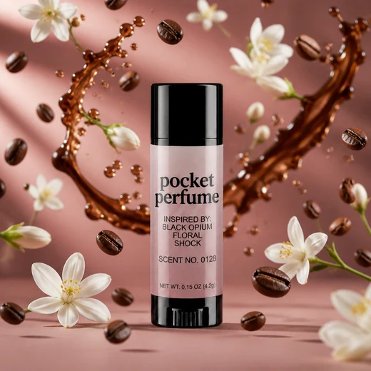 Pocket Perfume Scent No. 0128 with coffee beans and white blossom